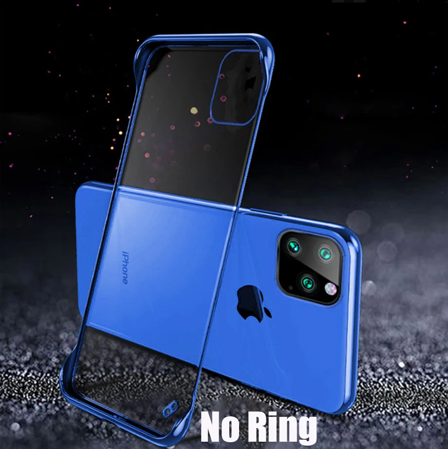 Для iPhone 11 Pro Max X XS Max XR 7 8 Plus 6 6s Plus Мода 6,1 5,8 6,5 покрытие прозрачное бескаркасное жесткое кольцо для ПК - Цвет: Синий
