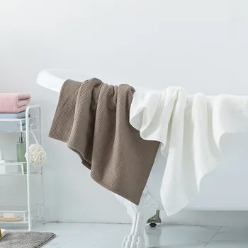 

1x 100% Waffle Cotton Bath Towel Soft no Chemicals Quality Thick Shower Towel 70 x 140cm Pink Blue Brown White