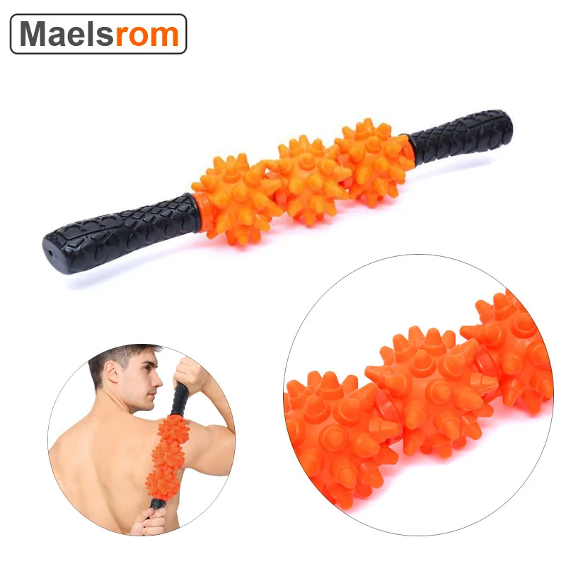 Handheld Gym Massage Roller Yoga Stick Body Muscle Massage Relax Tools Muscle Roller Sticks 3 Point Spiky Ball Trigger Point massage roller trigger point massage muscle roller stick for calf leg arms tennis elbow fascia muscle hard spiky massage ball