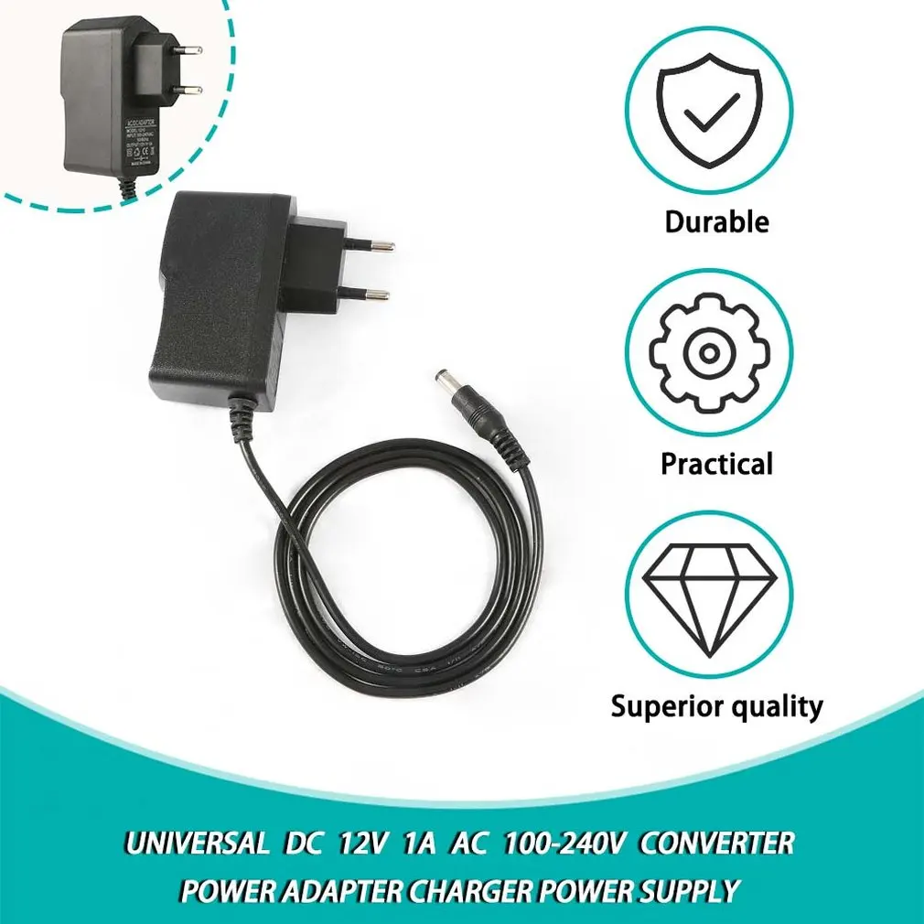 Universale Dc 12V 1A Ac 100-240V Convertitore Adattatore Di Alimentazione Caricabatterie Alimentatore Spina Ue Caricatore Da Parete Portatile Da Viagg