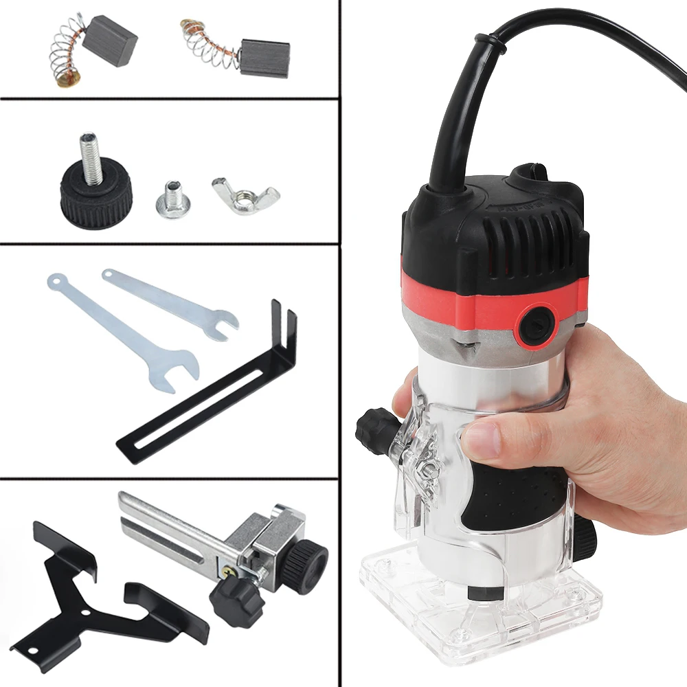 

1200W 35000rpm Woodworking Electric Trimmer Wood Milling Engraving Slotting Trimming Machine Woodworking Machinery Wood Router