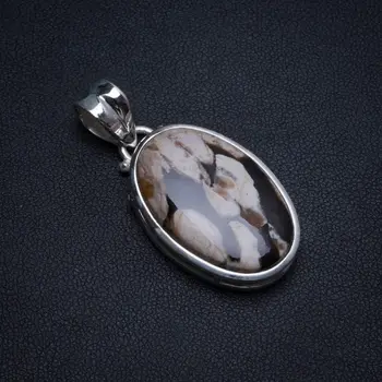 

Natural Penut Wood Jasper Handmade Unique 925 Sterling Silver Pendant 1 1/2" T0268