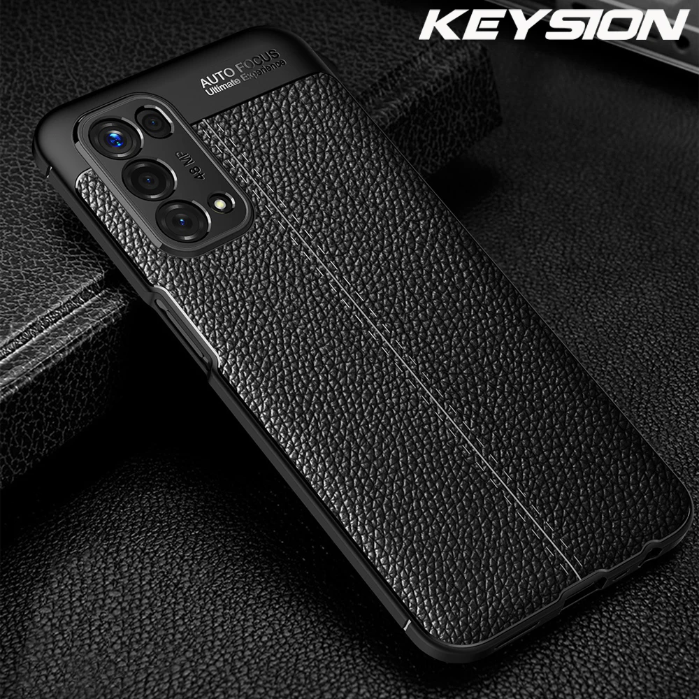 KEYSION Shockproof Case For OPPO A74 5G A95 A55 A54 A94 4G leather texture soft silicone Phone back cover for OPPO F19 Pro+ Plus 1