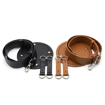 

4Pcs/Set Faux Leather Round Bucket Bag Bottom Wide Shoulder Strap for DIY Knitting Crochet Crossbody Handbag Accessories
