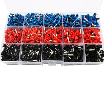

New 1065pcs/set 3 colors 22~12AWG Wire Copper Crimp Connector Insulated Cord Pin End Terminal Bootlace cooper Ferrules kit set