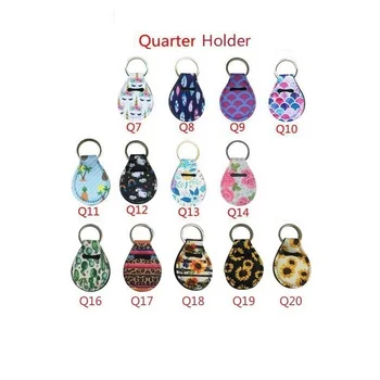 

12pcs Coin Holder Chapstick Holder Neoprene Keychain, Unicorn Pattern Lip Palm Holder Floral Print with Metal Ring