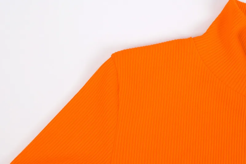 BOOFEENAA на молнии Водолазка с длинным рукавом вязаный укороченный свитер Топ Женская осенне-зимняя одежда неоновый сексуальный Джемпер Пуловер C70-I99