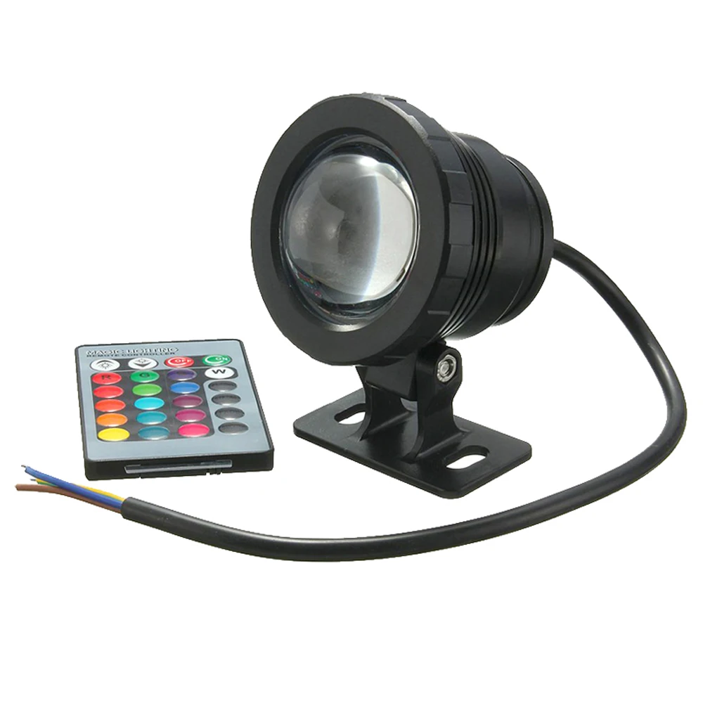 10 Вт RGB подводный светодиодный светильник, водонепроницаемый точечный светильник, ландшафтный светильник, фонтан, лампа для бассейна, декор с 24 клавишами, пульт дистанционного управления