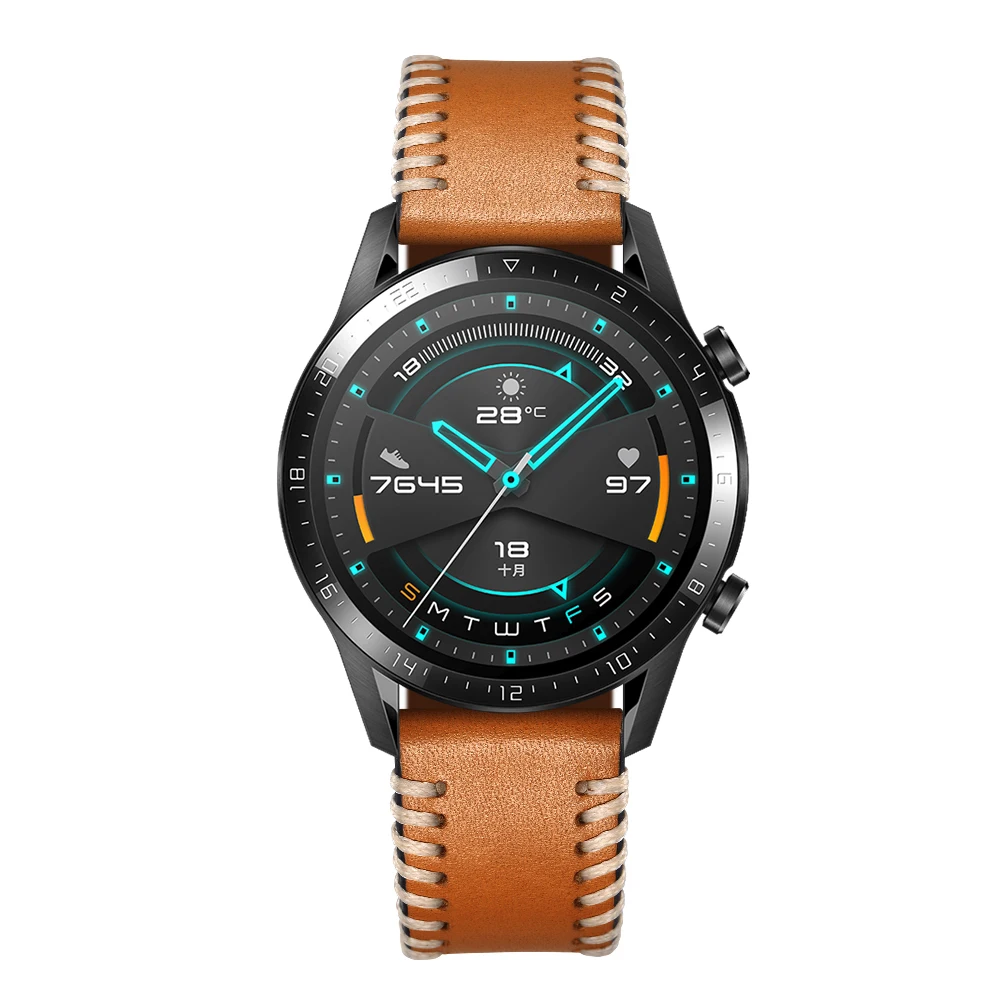 Ремешок из натуральной кожи для huawei GT 1 2 42 мм 46 мм/huawei watch 2 pro huami amazfit 1 2 GTR 47 мм Ремешки для наручных часов stra