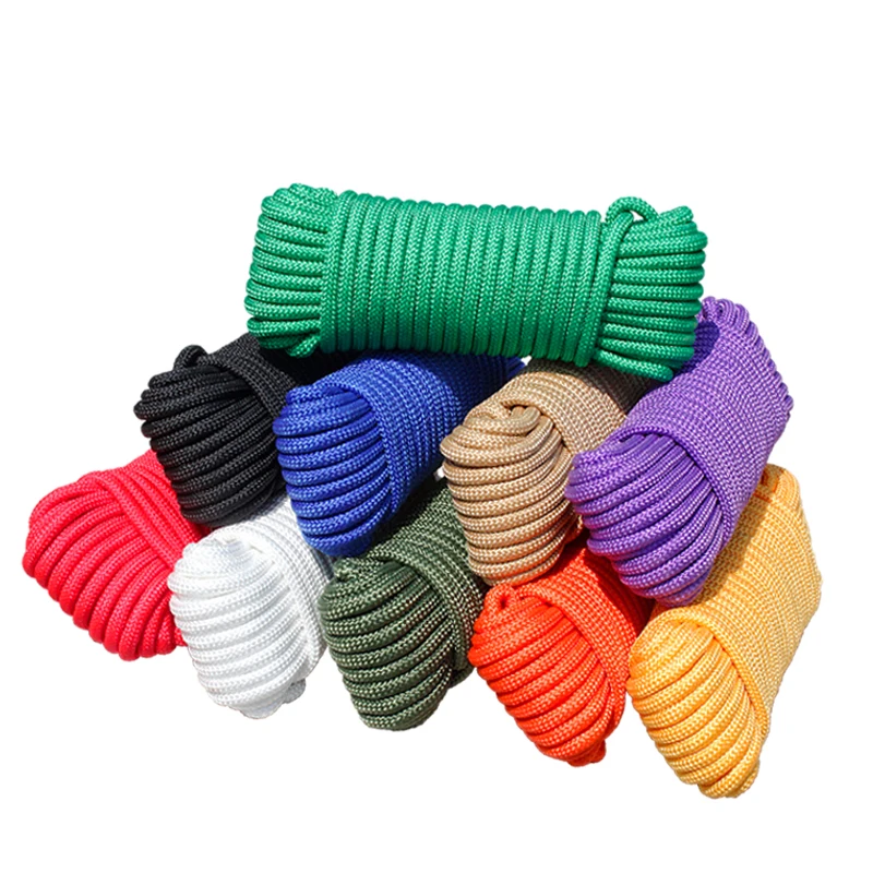 

10M 4mm/6MM/8MM/10MM Colorful Braided Nylon Rope Lanyard Camping Rope Handmade Clothesline Home Craft Decoration Cords