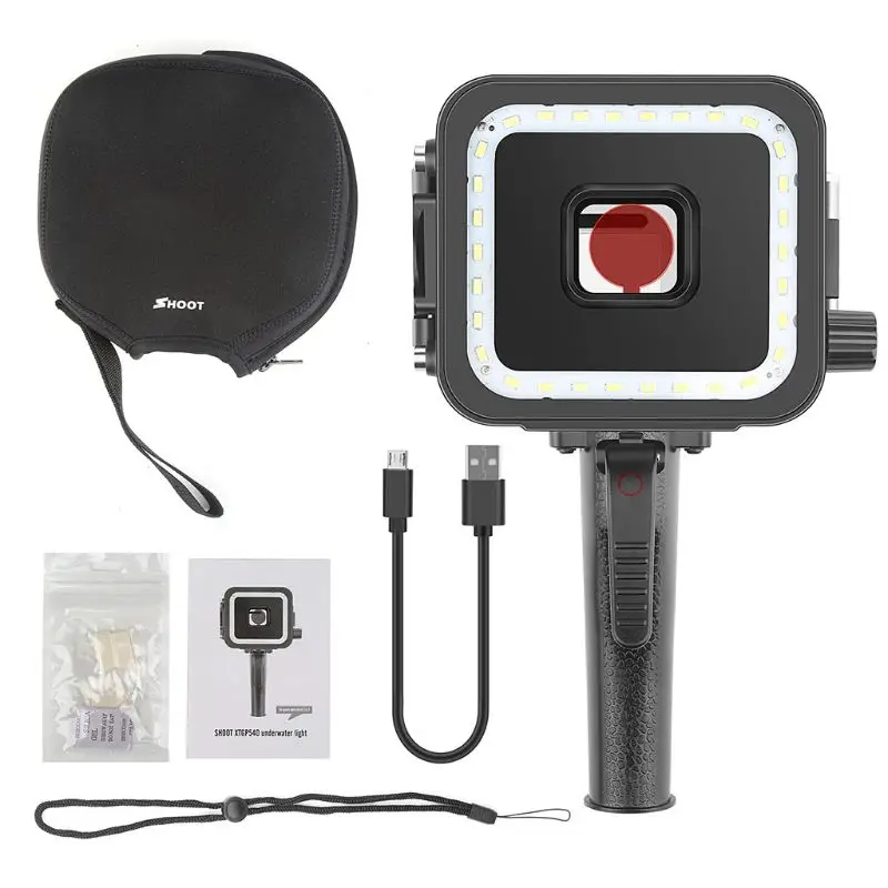 

35M Underwater LED Video Light for GoPro Hero 7 6 5 Black Camera Red Filter Waterproof Diving Flash Lighting Fill in Lamp Access