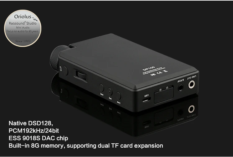 Oriolus DP100 ESS9018S чип Встроенный DSD128 PCM192kHZ/24bit портативный музыкальный плеер Поддержка WAV MP3 APE FLAC ALAC
