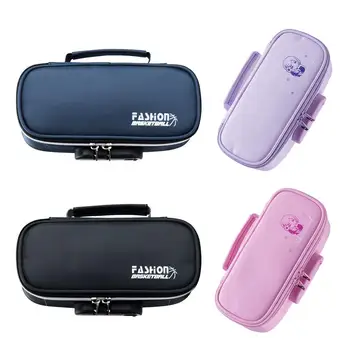 

NEW Pencil Case Combination Lock Large Capacity Pencil Pouch Holder School Office Supplies Pouch Holder Travel Make Up Bag #B