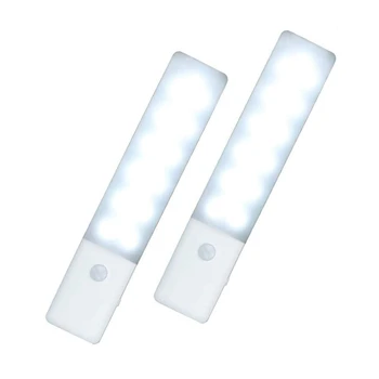 

LED Motion Sensor Cabinet Light Cool White, USB Rechargeable Wireless Portable Safe Closet Night Light with net,2Pack