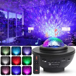 Projecteur LED étoiles, galaxie, ciel étoilé, haut parleur Bluetooth intégré, pour décoration de chambre à coucher, cadeau d'anniversaire pour enfants 
