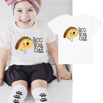 

Children's Comfortable Cotton Short-sleeved T-shirt With Soft Neck Taco Bout Cute Letter Print Short Sleeves 2020 Fashion