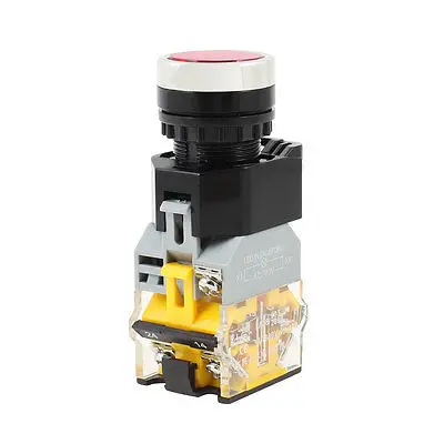 

Panel Mount Red Momentary Pushbutton Switch 380VAC 10A 1NO 1NC DPST LA38-11D
