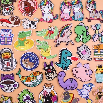

Prajna Animals Patch Unicorn Embroidered Patches For Clothing Dinosaur Stripes Alligator Stickers For Clothes Cartoon Cat Badges