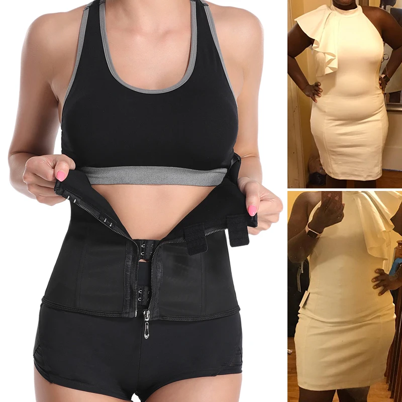 

Long Torso Latex Waist Trainer Underbust Corset Plus Size Zip Compression Girdle Slimming Belt Weight Loss Abodmen Trimmer US