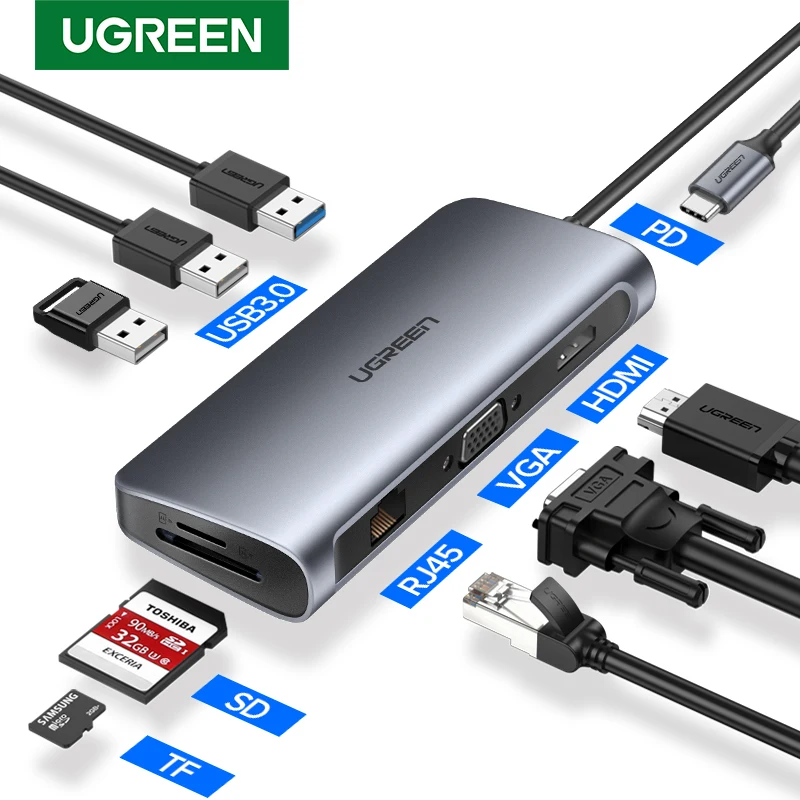 Док станция Ugreen для ноутбука MacBook Pro, USB хаб тип С, USB 3.0, USB 3.1, HDMI адаптер для аксессуаров к ноутбуку, разветвитель на 3 порта|hub usb 3.0|hub usbusb hub | АлиЭкспресс