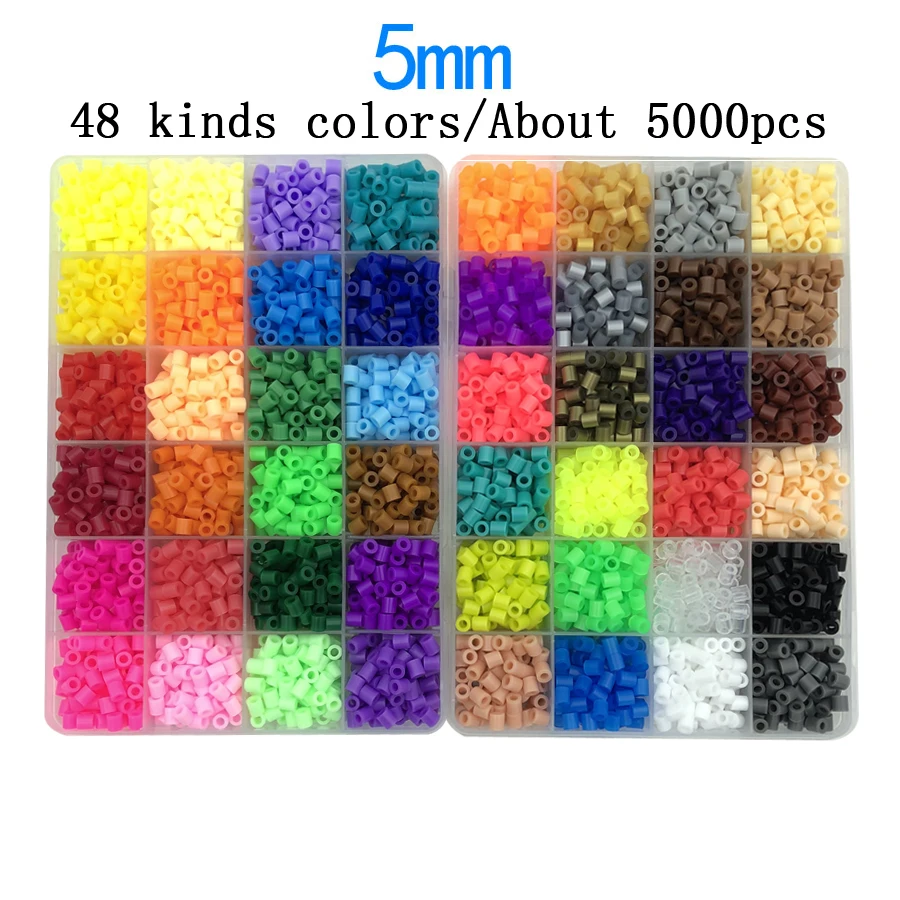 

48 grid boxed 5mm hama beads perler pupukou kids children Diy toy hand making fuse bead Intelligence Educational Toys