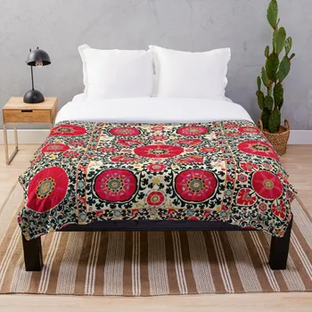 

Shakhrisyabz Suzani Uzbek Embroidery Print Throw Blanket Soft Sherpa Blanket Bed Sheet Single Knee Blanket Office Nap Blanket