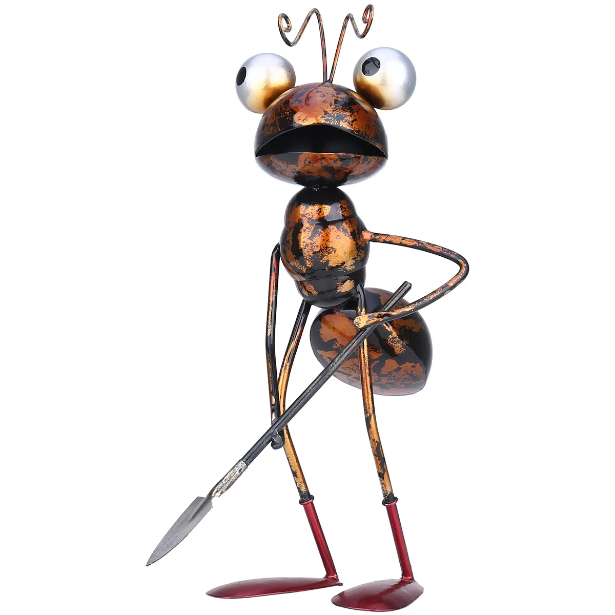 Tooarts 13inch Ant Sculpture Iron Cartoon Ant With Removable Bucket Garden or Desk Decor Succulent Flower Pot Trinket Storage