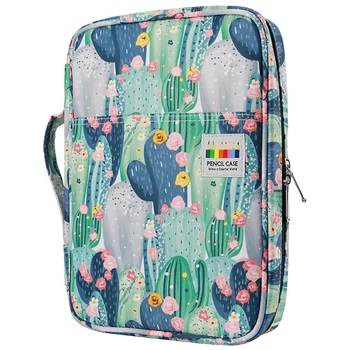 

166 Slots Colored Pencil Case Oxford Fabric Pen Case with Compartments Pencil Holder for Watercolor Pencils(Cactus)