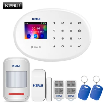 

KERUI W20 GSM850 / 900/1800 / 1900MHz wireless home security alarm system suite APP control with smoke burglar alarm system