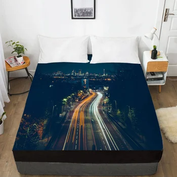 

3D Bed Sheet With Elastic Fitted Sheet Mattress Cover 135/150/180/200/160x200 Road Bedding Twin/Full/Queen/King Drop ship