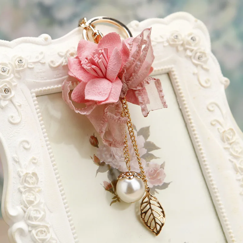 Корейский стиль креативный милый цветок металлический ключ для авто кольцо женская сумка пакет кулон брелок обруч AliExpress