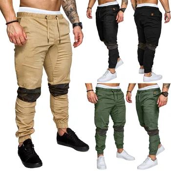 

Men's Casual Sport Cargo Pants Slim Fit Patchwork Trousers Male Running Joggers Sweatpants pantalones hombre streetwear hip hop