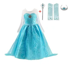 Платье принцессы для девочек; праздничные платья Анны; маскарадные костюмы Эльзы на Хэллоуин; платья Снежной Королевы для девочек; детское нарядное платье