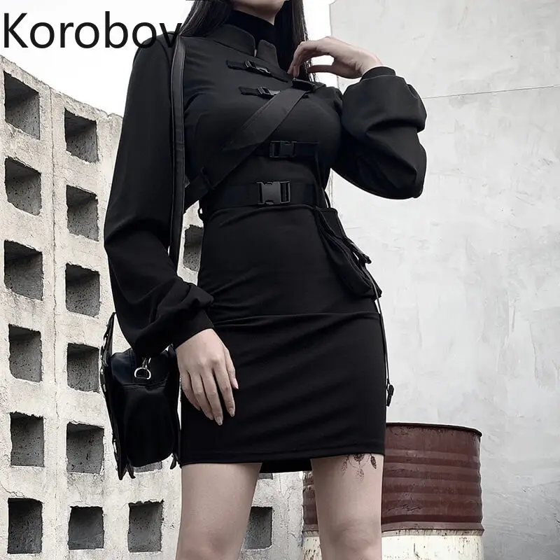Korobov Ulzzang женские платья в японском стиле с длинными рукавами корейское уличное