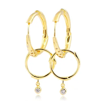 

Authentic 925 Sterling Silver Earring Shine Flower Stem Studs Earring With Crystal For Women Wedding Gift Fine Jewelry