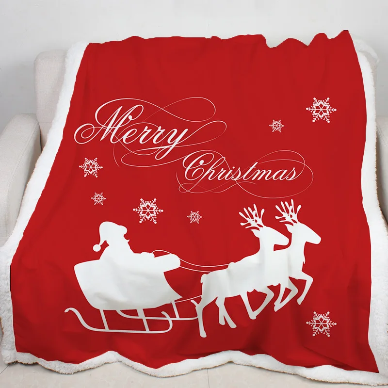 Merry Christmas Blanket Decorations For Bed Sofa Cartoon Microfiber Floor Blankets Pads New Year Xmas Party Decoration