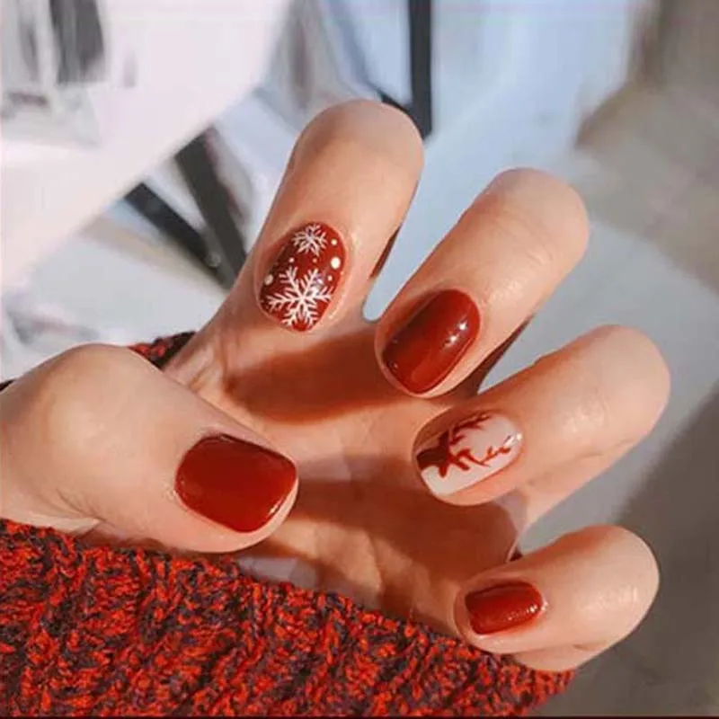 24pcs Christmas Red Wine False Nails snowflake Cute Fake Nail Press On Nail Tips With Glue Manicure Nail Art Tools
24pcs Christmas Red Wine False Nails snowflake Cute Fake Nail Press On Nail Tips With Glue Manicure Nail Art Tools
