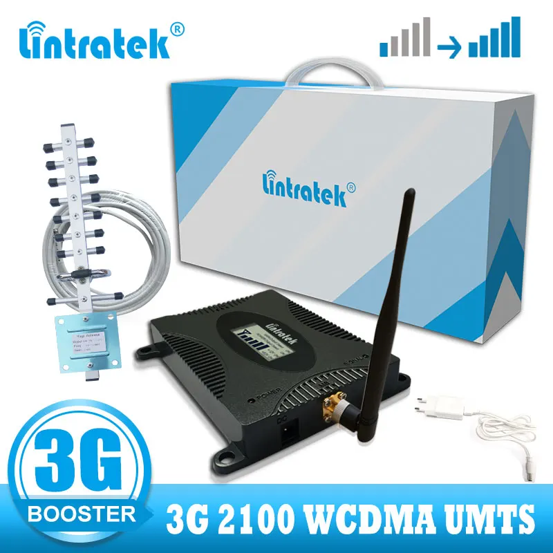 Усилитель сигнала телефона Lintratek Set Gain 70 дБ сеть третьего поколения (LTE Band 1) 3G 2100