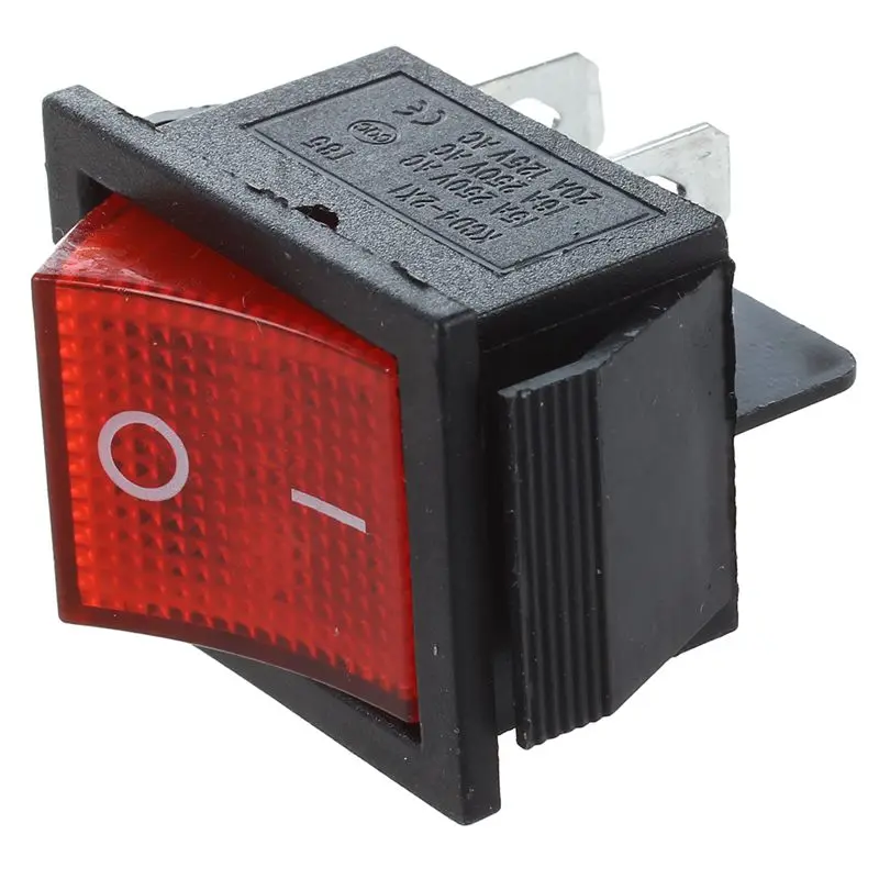 16A/250V 20A/125V AC Red Neon Light ON/OFF DPST Boat Rocker Switch 5 Pcs