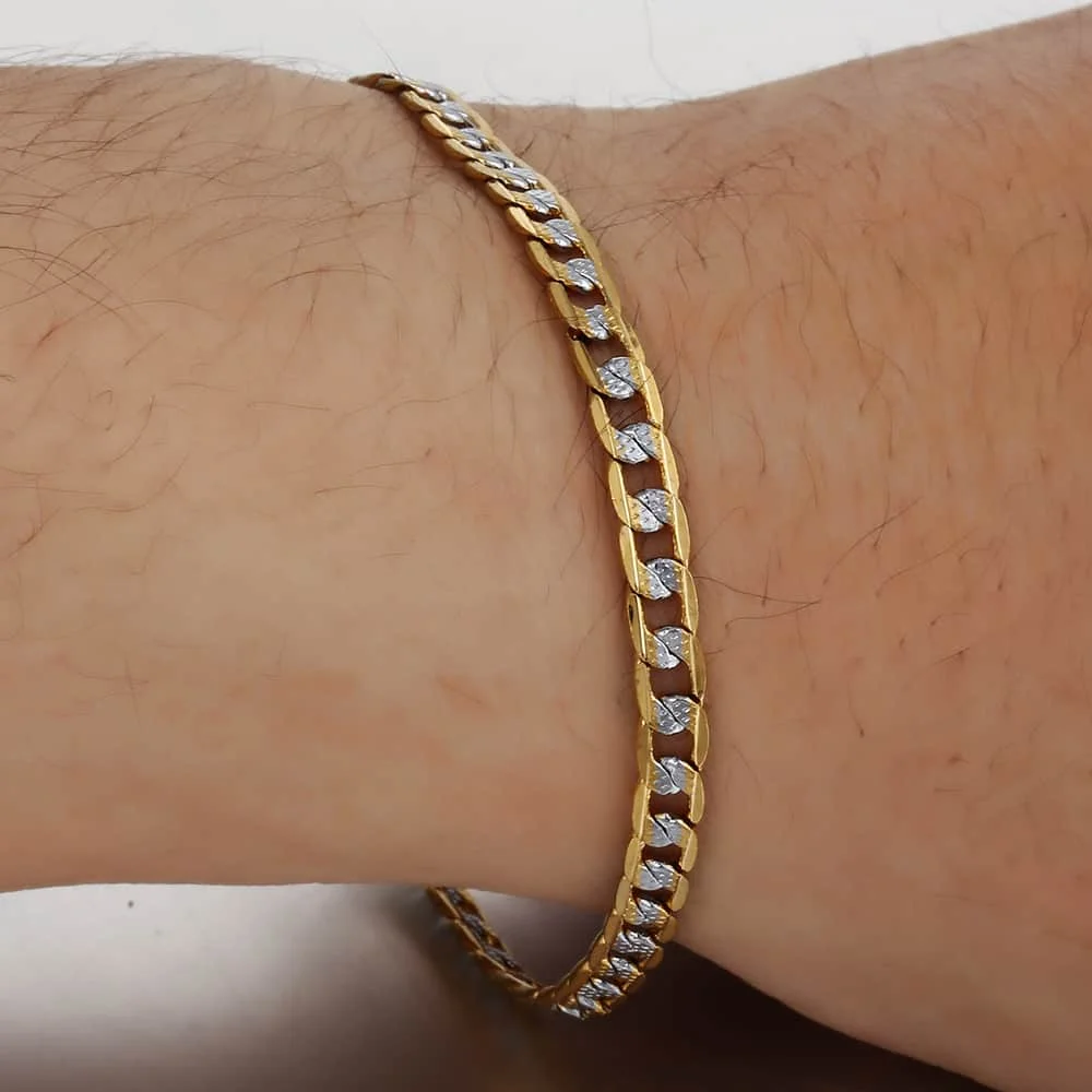 Link Chain Bracelet - 3-14mm Gold Color Bracelet Women Men 7