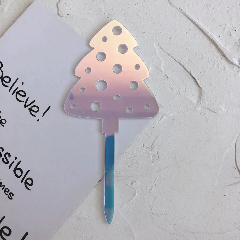 style 5 Magical Colorful Merry Christmas Cake Toppers Glitter Xmas Tree Snowflake Acrylic Cake Top Flag Birthday New Year Party Supplies - Цвет: style 5