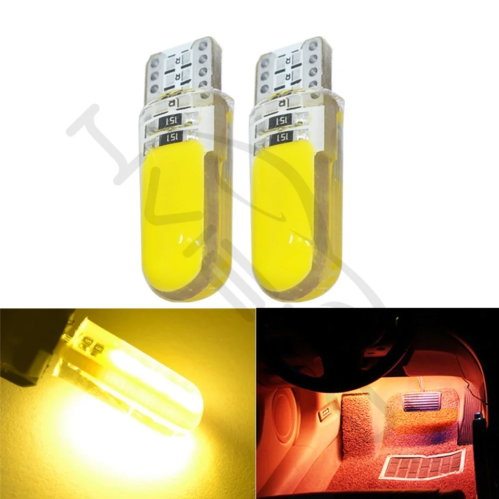 Hviero T10 W5W Red COB LED Silicagel Waterproof 194 501 Wedge Led Car Marker Light Reading Dome Lamp Auto Parking Bulbs for lada DC 12V