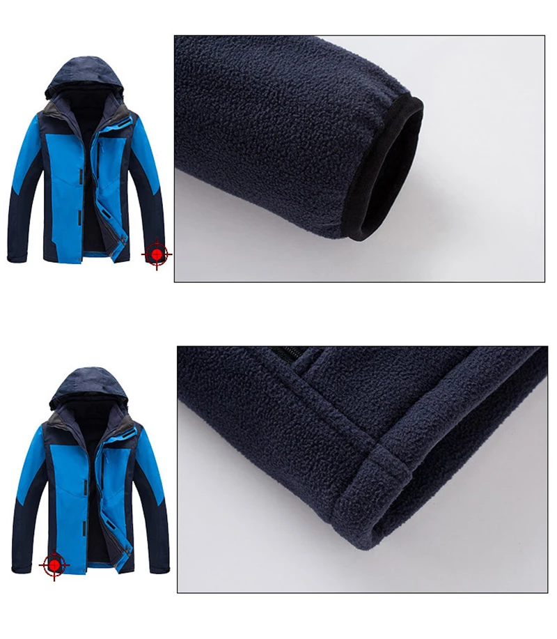 Куртка для альпинизма, для мужчин и женщин, зимняя, три в одном, из двух частей, толстая, Пара моделей, для путешествий, лыжная, походная куртка