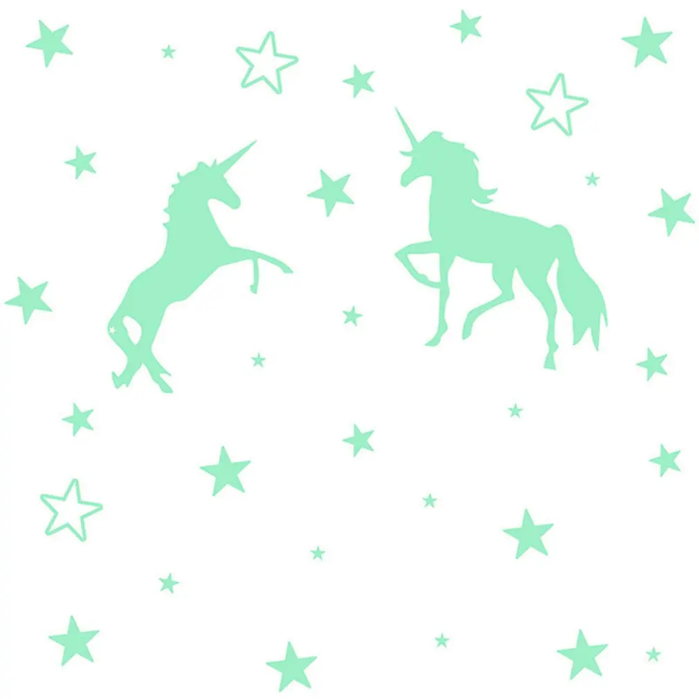 

Glow In The Dark Unicorn Wall Stickers Blue Luminous Fluorescent Wall Sticker Wall Stickers For Kids Baby Room
