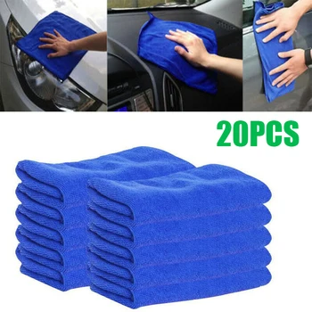 

Rag Car Cleaning Towel 20pcs Microfiber 25*25cm Reusable Replacement Pad Waxing Blue