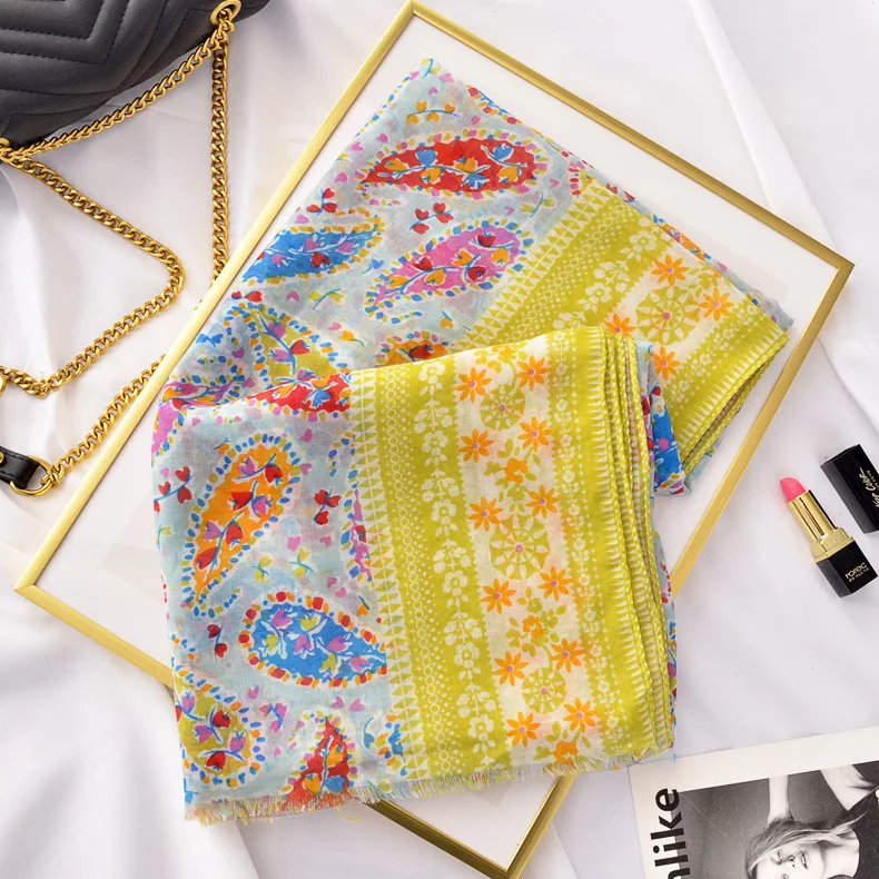 KYQIAO Brand scarf 2020 women autumn winter elegant long geometrical pattern Japanese style designer floral muffler cape |