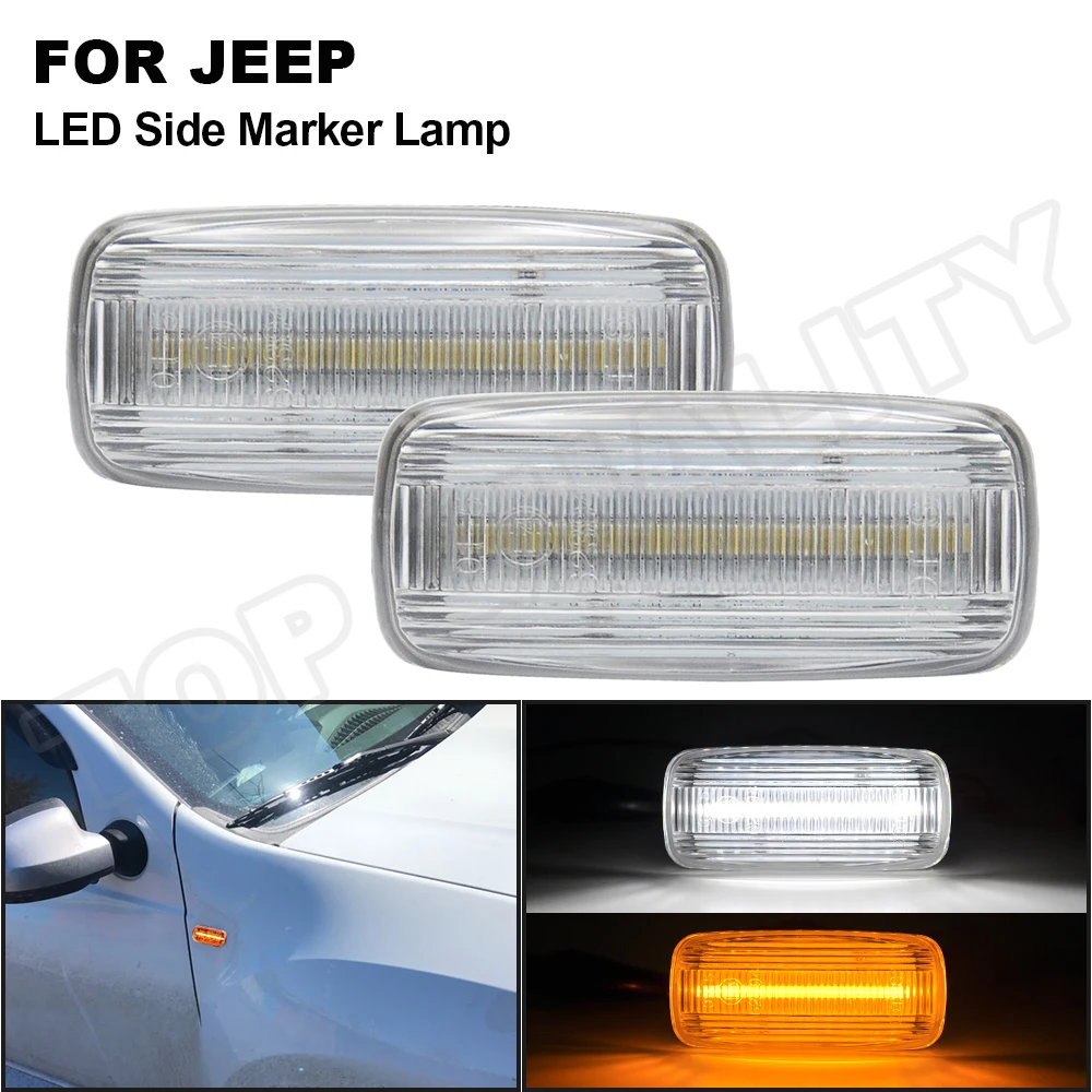 2x Clear LED Side Marker Light Lamp For Jeep Grand Cherokee Commander
