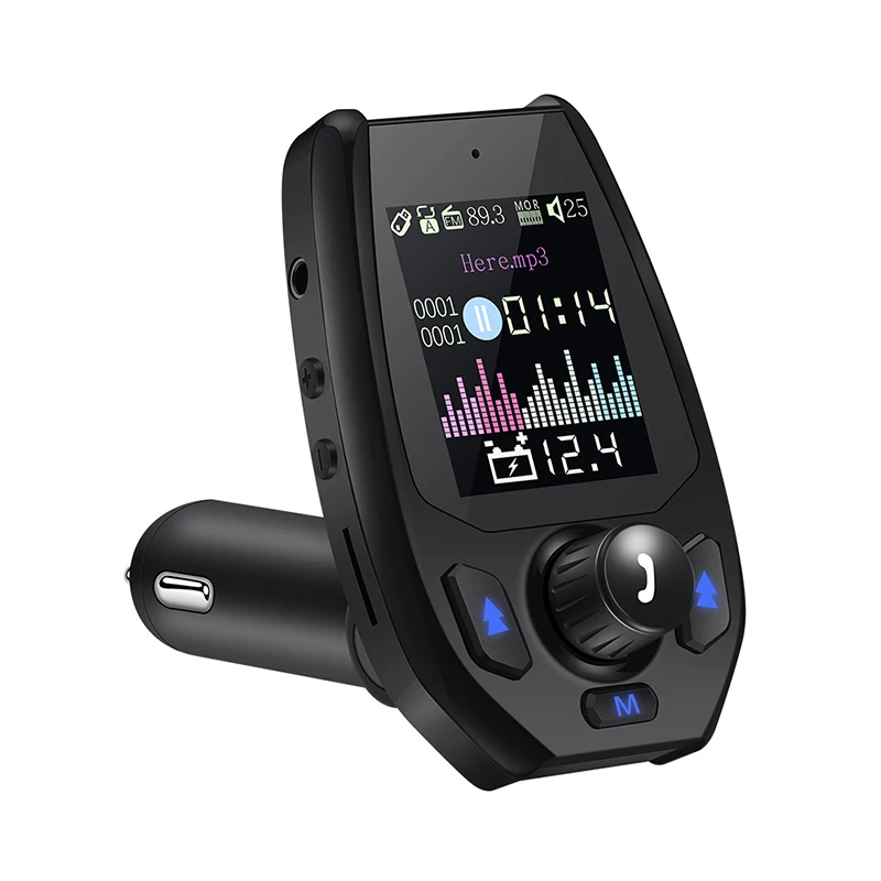 Bluetooth 5,0 5V3. 1A fm-передатчик Bluetooth адаптер напряжение батареи двойной USB зарядное устройство с голосовыми подсказками модулятор - Название цвета: Черный