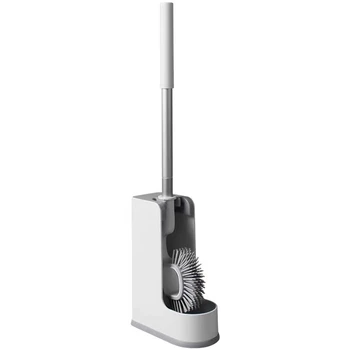 

Stainless Steel Handle Toilet Brush Holder Floor-Standing Bathroom Accessories with Base Cleaning Tool Toilet Brush Set