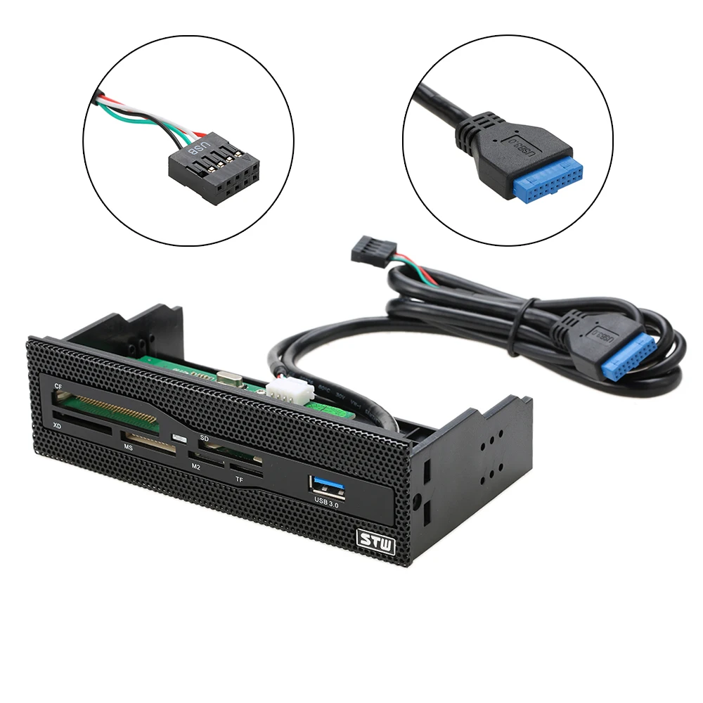 

5.25 front panel USB 3.0 Internal Card Reader Media Dashboard PC Front Panel All In 1 Card Readers Support CF XD MS M2 TF SD New